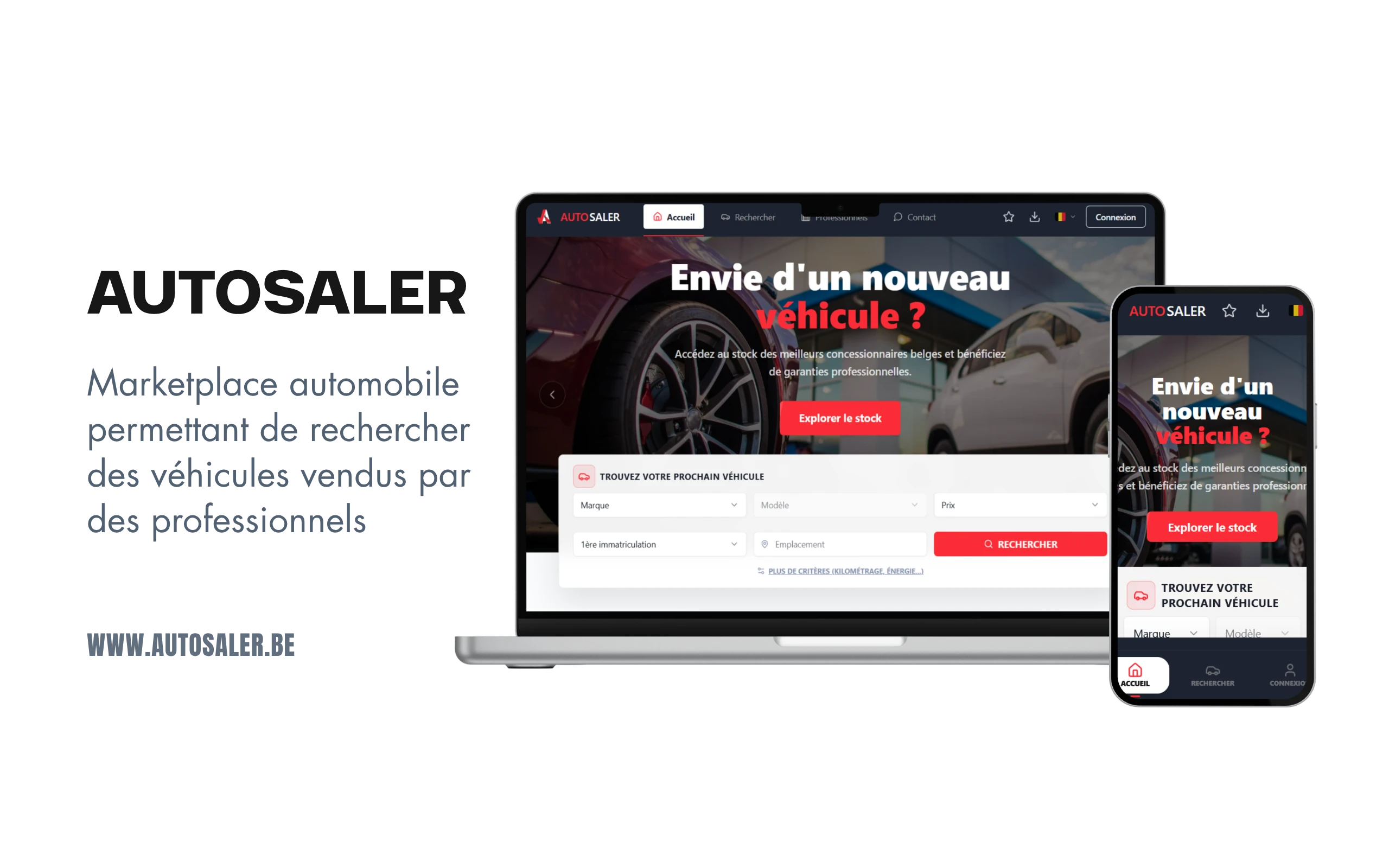 Présentation de la marketplace automobile Autosaler sur ordinateur et smartphone