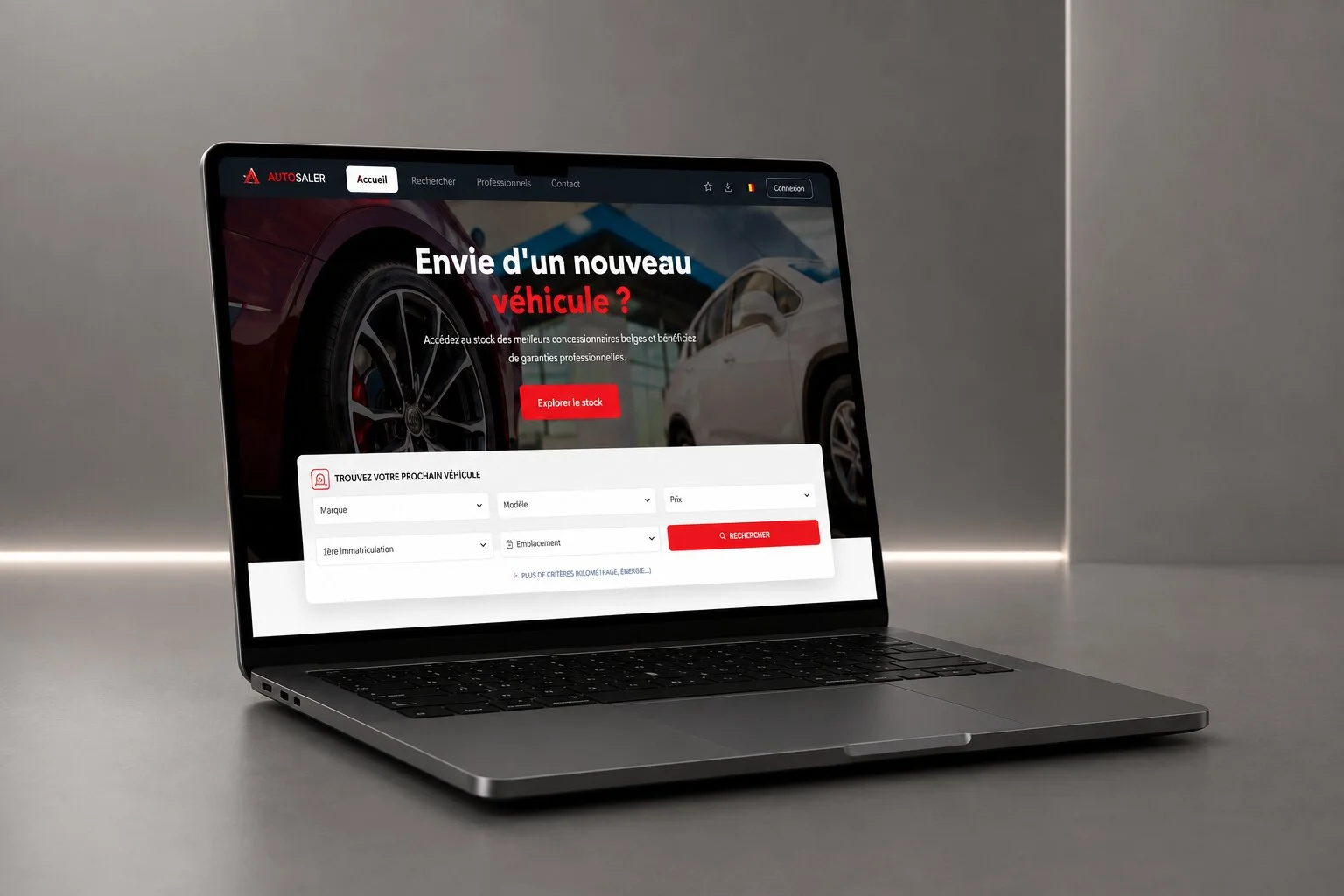 Marketplace automobile Autosaler présentée sur un ordinateur portable