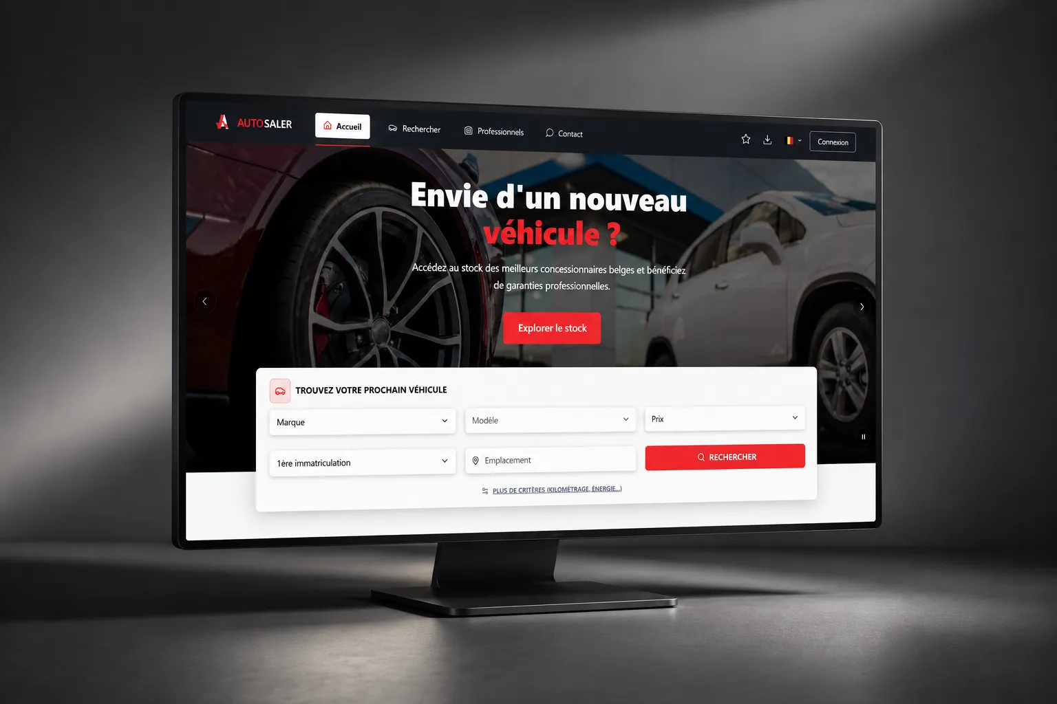 Interface de la plateforme automobile Autosaler affichée sur un écran