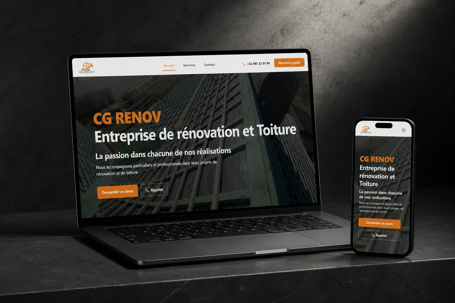 Aperçu d’un site vitrine réalisé par Yzevo sur ordinateur portable